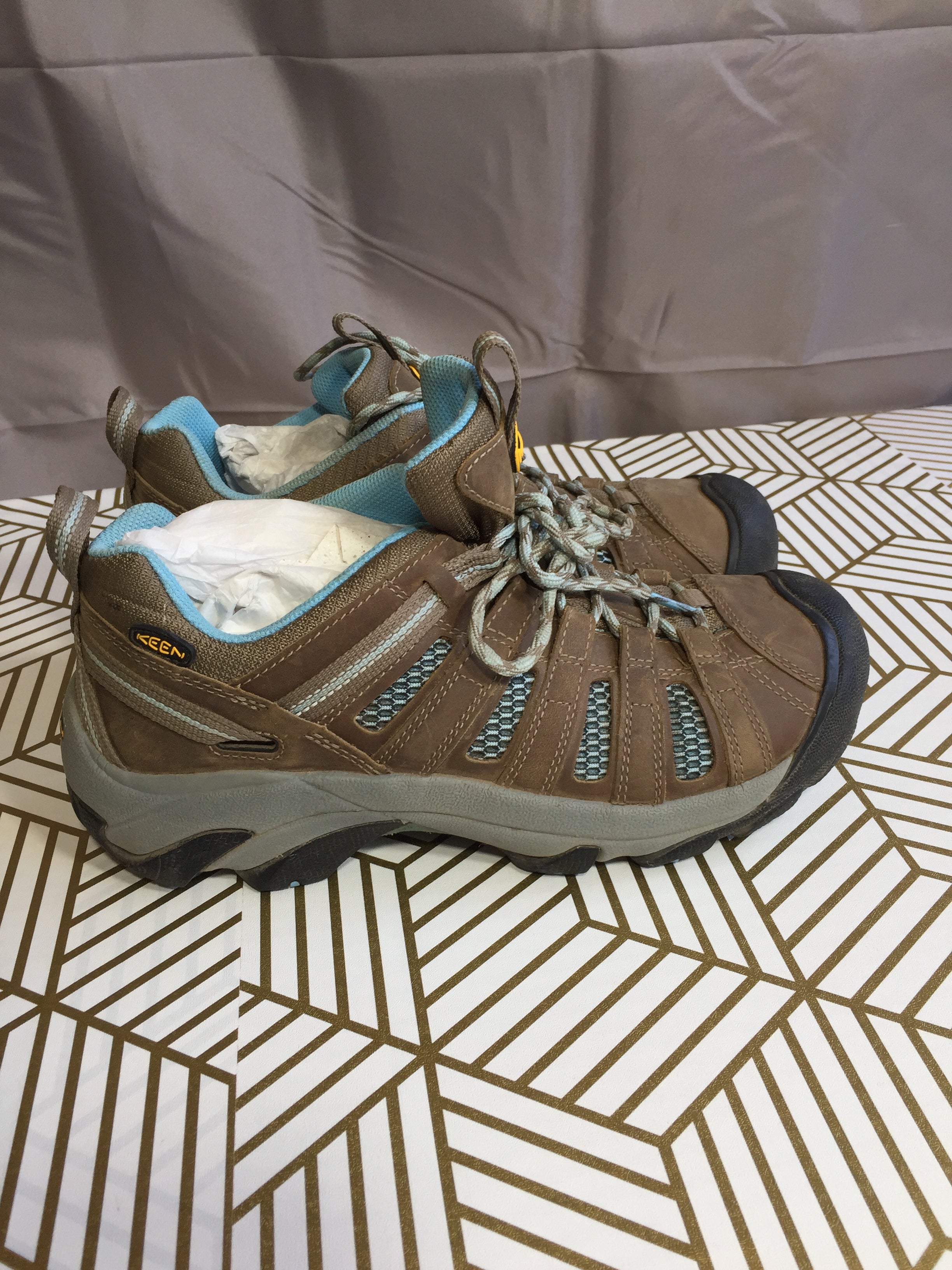 Keen Voyageur 1011523 Women's US Size 10 Hiking Shoes Brindle/Alaskan Blue (8008200618222)